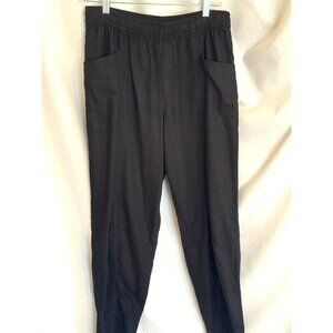 Black Cotton Slacks, Elasticized Waist, Pockets front & back, Old Navy Size S